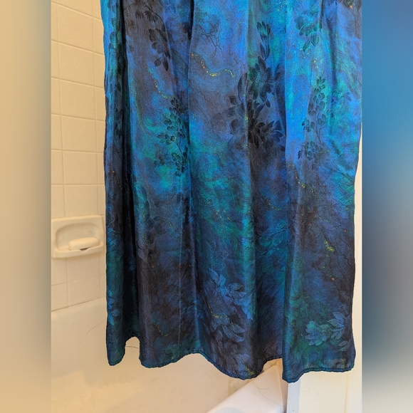NWOT 100% Silk Sleeveless mysterious blue abstract print dress Size M - Picture 7 of 16